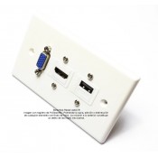 Placa Tapa Vga + HDMI 1.4 + USB para Carga 1A 5v ABS